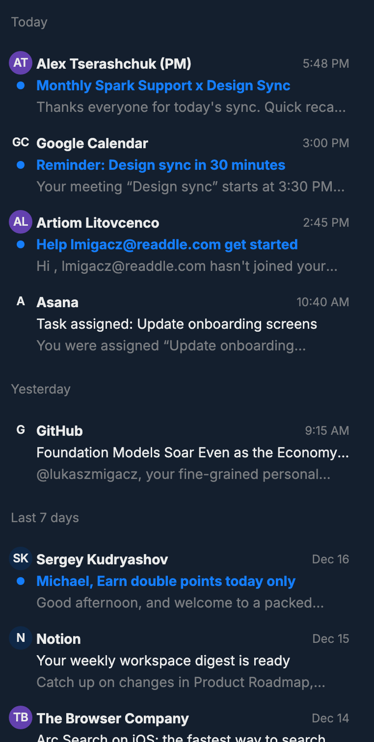 Spark gallery image 2, inbox list